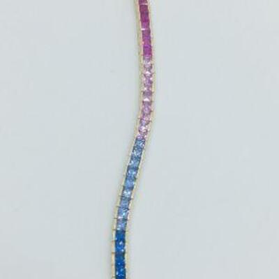 Lot 030-JT1: Lab-created Gemstone Tennis Bracelet 