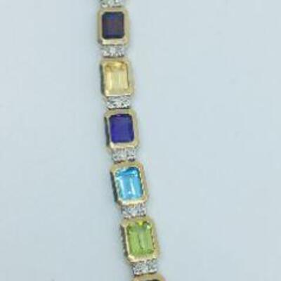 Lot 019-JT1: Gemstone and Diamond Accent Bracelet 