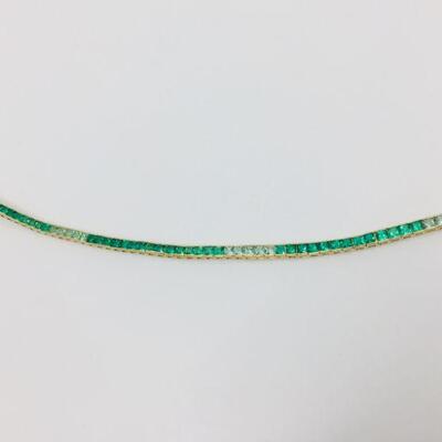 Lot 006-JT1: Lab-created Emerald and Spinel Tennis Bracelet 
