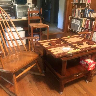 Rocker, Side Chair, Vintage Backgammon Games