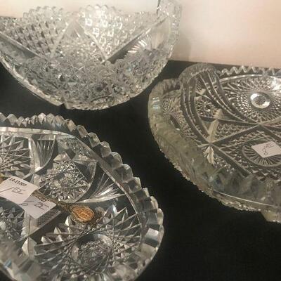 Hand Cut Crystal Serving Dishes