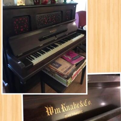 Antique Wm.Knabe & Co Piano and lots of sheet music
