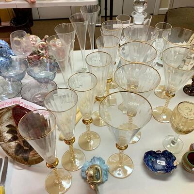 $48 6 Gold Accent Wine Cups
$48 6 Gold Accent Water Goblets
$8 Gold Accent Floral  Etched Wine Goblet