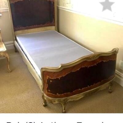 French Provincial Twin ANTIQUE BED - includes Head, Side & Foot  Boards - 2 Available - matress NOT INCLUDED! 