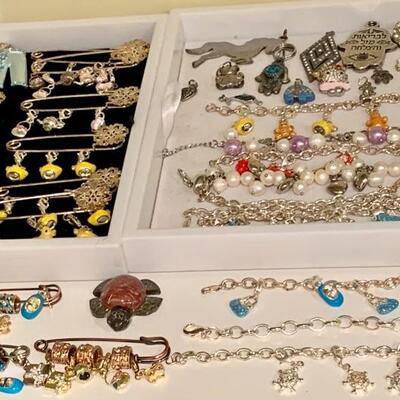 Childrenâ€™s Charm Bracelets: $7 Each On Sale
Pins $5  Each on Sale 