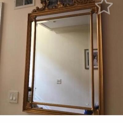Gold Leaf Wood Framed Mirror - with Smoked Glass  Shell Accent:  31.5 x 53:  Originally $1200 NOW ONLY $550- EXQUISITE
