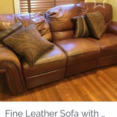 Double Sided LEATHER Reclining Couch - Needs some TLC  NOW $125 - take it quickly!