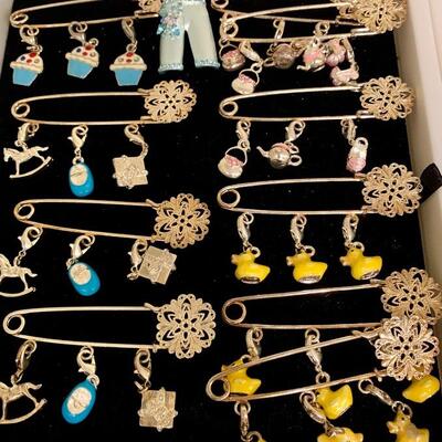 Childrenâ€™s Decorative Safety Pin/ Charm Dangles NOW ON SALE $5 EACH - great on hat, blankets, sweaters ... last pieces left- come get...