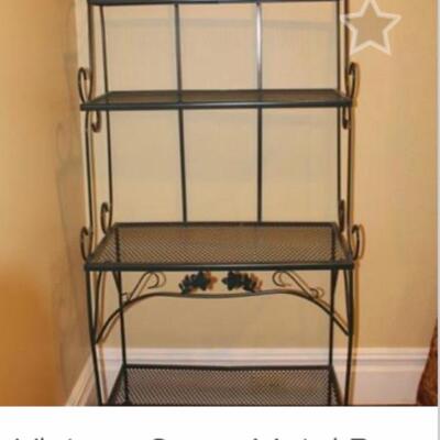GREEN WROUGHT IRON BAKERS RACK: Originally $175  NOW ONLY $125 