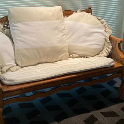 Vintage woven wicker settee bench chair $750.00