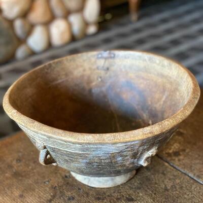 Antique wooden bowl aged, craft, repairs $250