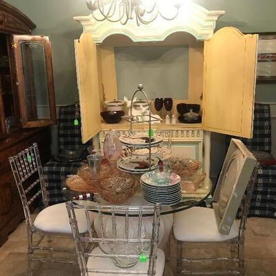 Glass Top Dining Table, Acrylic Chairs