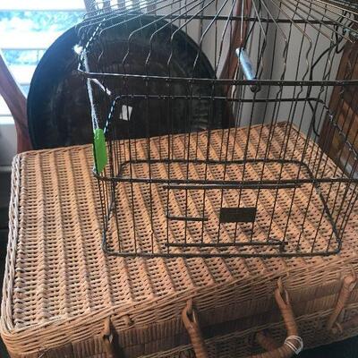 Brass Wire Birdcage, Wicker Basket