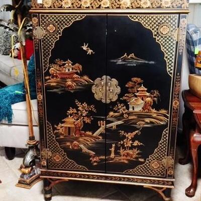 Black Lacquer Asian Style Cabinet
