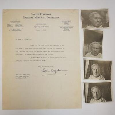 1065	3289	1932 LETTER SIGNED GUTZON BORGLUM CARVER OF MOUNT RUSHMORE	1932 LETTER SIGNED BY GUTZON BORGLUM (CARVER OF MOUNT RUSHMORE) ON...