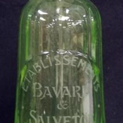 1010	7483	VASELINE GLASS SELTZER BOTTLE	VASELINE GLASS SELTZER BOTTLE ETABLISSEMENT BAVARD & SALVETON, CHANTILLY 12 3/4 IN H 	100	200	50...