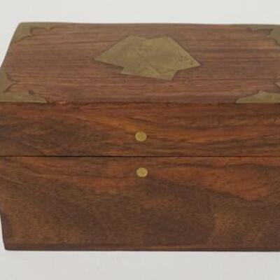 1096	FINELY MADE BRASS INLAID HARDWOOD CARD BOX 5 IN X 3 IN 3 IN H 	50	100	20	PLEASE PAY ATTENTION FOR DAILY ADDITIONS TO THIS SALE....
