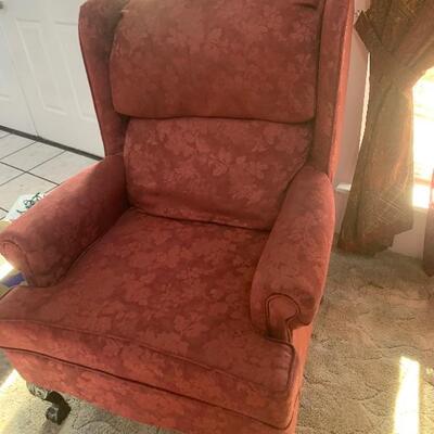 Red damask occasional chair