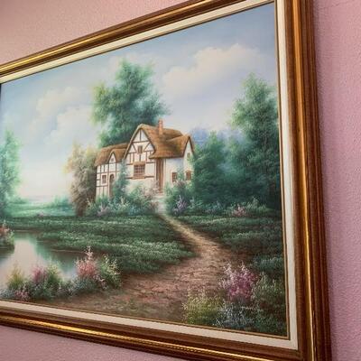 Kinkade style framed artwork