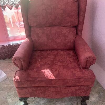 Red damask occasional chair