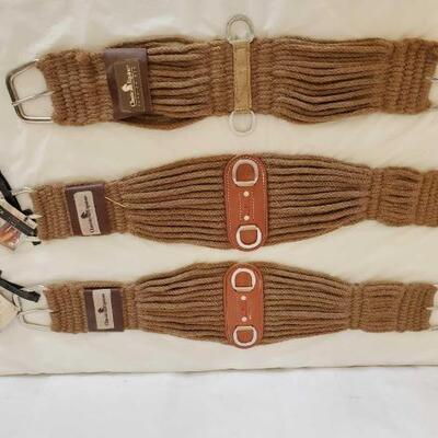 365	

New Classic Equine Alpaca Roping Cinches
2-New Classic Equine Alpaca Roping Cinches
1- Used cinch
All 3 are 36