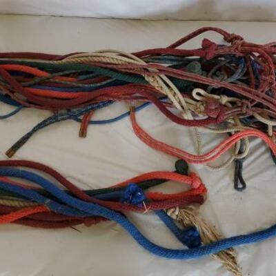 425	

10 Knotted Ranch Rope Halters and 6ft Leads Attached
10 Knotted Ranch Rope Halters and 6ft Leads Attached