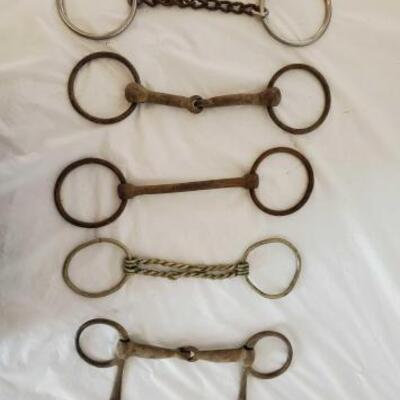 129	

Five Misc Cowboy Ring Snaffle Bits
Five Misc Ring Snaffle Bits
These have different mouth pieces
 