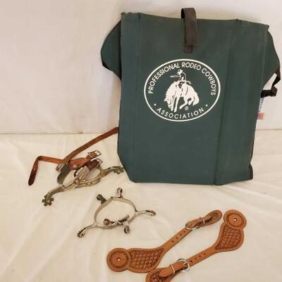 379	

2-Pairs of Cowboy Spurs, Spur Straps and a PRCA Rodeo Stadium Seat
2-Pairs of Cowboy Spurs, Spur Straps and a Rodeo Stadium Seat