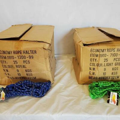 514	

New Knotted Ranch Rope Halters With 6 ft Lead Ropes Attached
New Knotted Ranch Rope Halters With 6 ft Lead Ropes Attached
25 + or -...