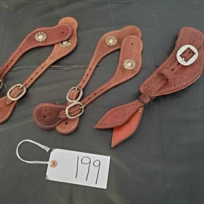 198	

Seven sets of Leather Spur Straps that have never been used.
Seven sets of Leather Spur Straps that have never been used.  Some...