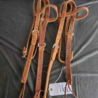 166	

Two New 1" Harness Leather Brow band Headstalls
Two 1" New Harness Leather Browband Headstalls. In new condition