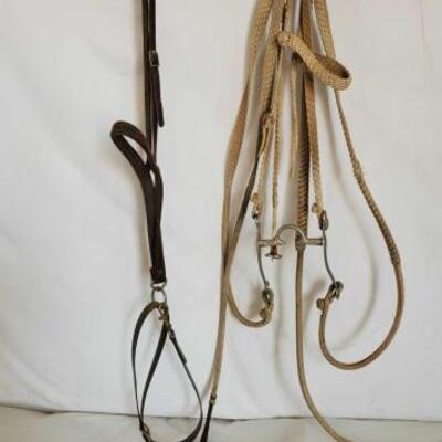 125	

White Macrame Braided Headstall and reins with a Roy Bit and Tie Down
White Macrame Braided Headstall and reins with a Roy Bit and...