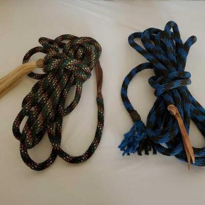 418	

Extra Long Lead Ropes with Leather and Horsehair Tassels
Extra Long Lead Ropes with Leather and Horsehair Tassels
One with leather...