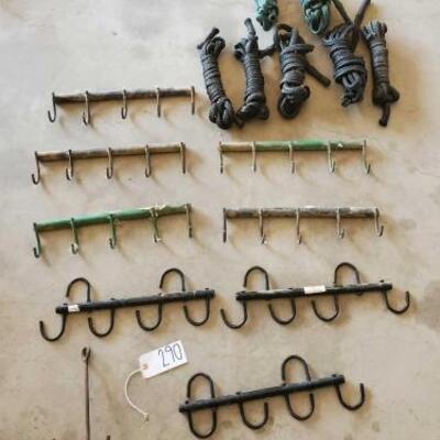 290	

Halters and Hanging Tack Hooks
Halters and Hanging Tack Hooks
5-Tack hanging bars with 5 hooks
3-Tack hangers with 4 hooks
7 new...