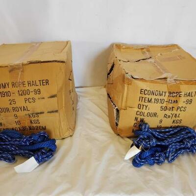 516	

New Knotted Ranch Rope Halters With 6ft Lead Ropes Attached
New Knotted Ranch Rope Halters With 6 ftLead Ropes Attached
2 boxes of...
