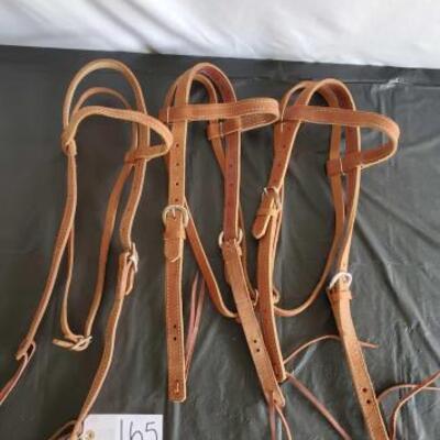 165	

Three New 1" Harness Leather Brow band Headstalls
Three 1" New Harness Leather Browband Headstalls.  In new condition