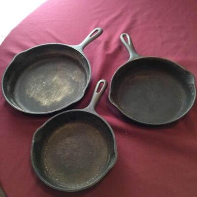 Three Cast Iron Skillets