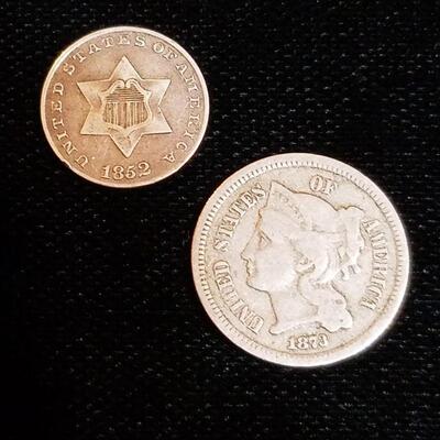 1852 and 1873  Three Cent Coins/ Trime