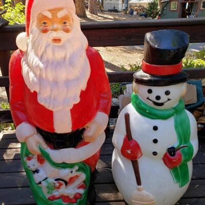 Large vintage blow mold Santa & Frosty the Snowman
