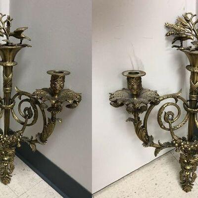 https://www.ebay.com/itm/124397487551	KG4005 Decorative Crafts Inc Handcrafted Imports Brass Candelabra Wall Sconce Set Pickup Only...