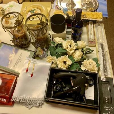 Wine & Liquor Utensil  Set / Shabbat Cloth, Antique Candy Dishes, Exotic Brass Candle Holders  etc 