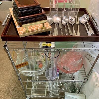 Trays, Decorative  Stands,  Lucite, Serving Pieces & Brdge Cloths 