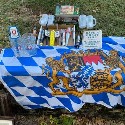 Bavarian Flag, Beer Taps, and Mugs