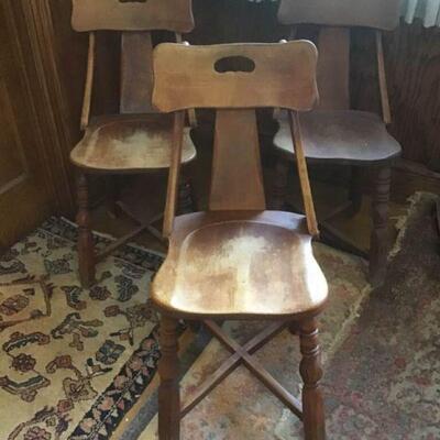 Three Antique Wood Chairs