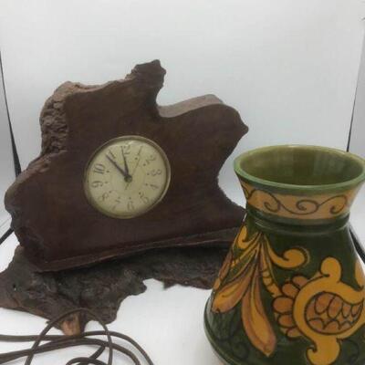 Christy's Rathskeller Wood Carved Clock & Pottery