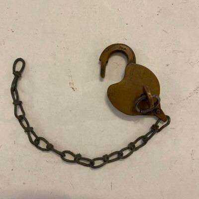 Antique Brass Lock & Key-W. Bohannan, PAT. June 25, 1879