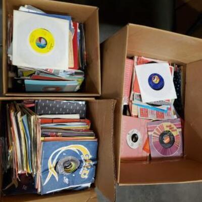 #2524 • 3 Boxes of Vinyl 45s
