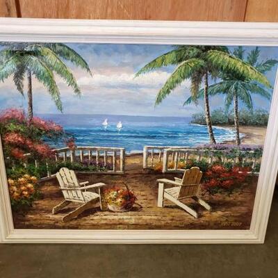 
#3010 • Framed Canvas Painting By Judy