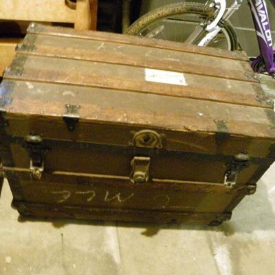 " Vintage Steamship chest with compartments." "1920's"