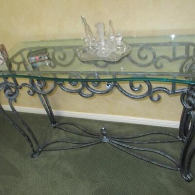 Glass Top Iron Sofa Console Table 